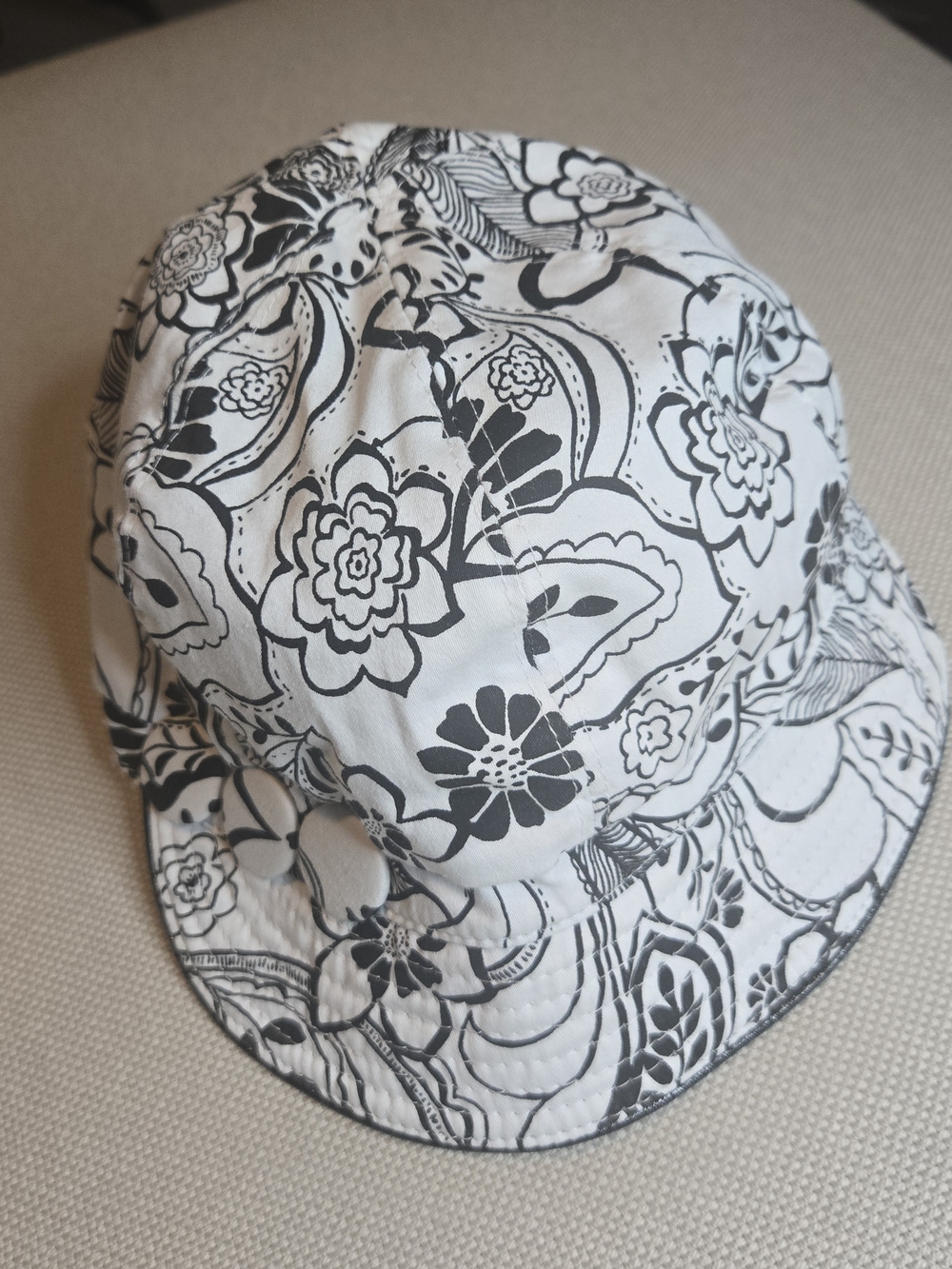 Scala Collezione Black White Floral Hat Cap One Size Sun Beach